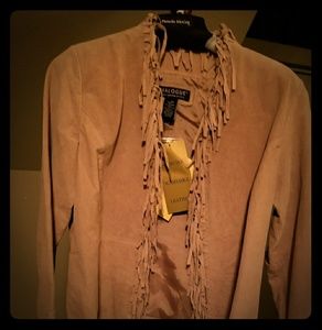 Tan Fringe Leather Moto Jacket